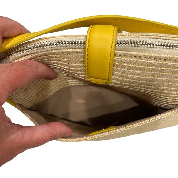 Talbots Straw Crossbody With Leather Trim Yellow Summertime Purse NWT - Picture 9 of 15